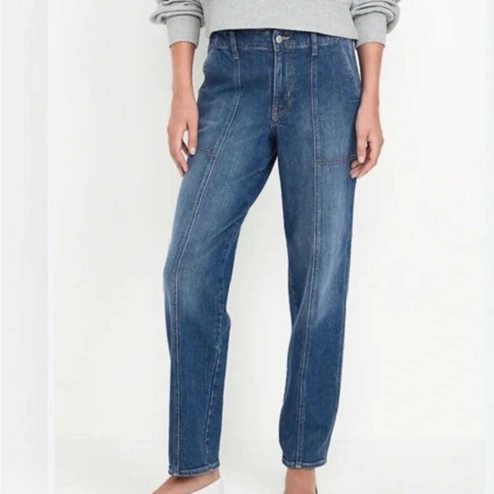 Old Navy Women's SZ 4 OG Loose High Rise Boyfriend Jeans Front Patch Pockets